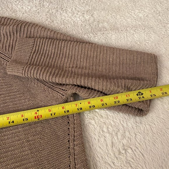 L.L. Bean Womens Knit Open Front Cardigan 100% Cotton Taupe Neutral Minimalist - Picture 8 of 9